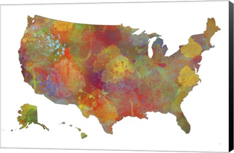 Framed U.S.A. Map 11 Print