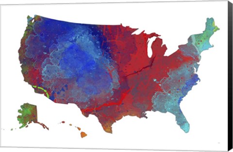 Framed U.S.A. Map 12 Print