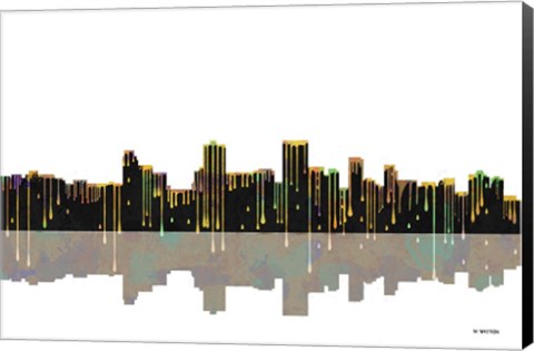 Framed Anchorage Alaska Skyline BW 1 Print