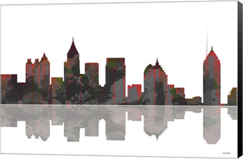 Framed Atlanta Georgia Skyline BW 1 Print