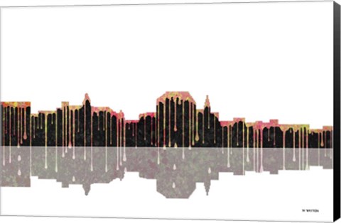 Framed Augusta Maine Skyline BW 1 Print