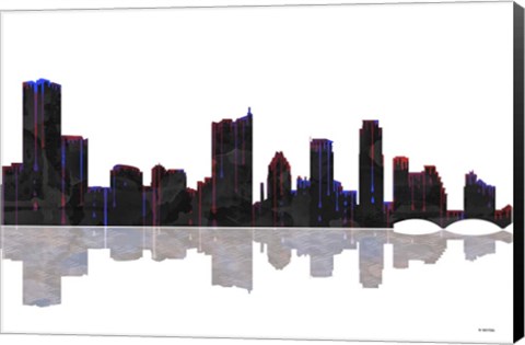 Framed Austin Texas Skyline BW 1 Print
