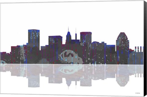 Framed Baltimore Maryland Skyline BW 1 Print