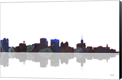 Framed Buffalo New York Skyline BW 1 Print