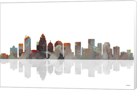 Framed Charlotte NC Skyline BW 1 Print