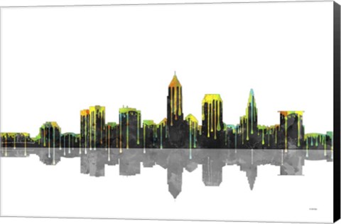 Framed Cleveland Ohio Skyline BW 1 Print