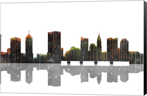 Framed Columbus Ohio Skyline BW 1 Print