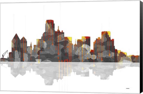 Framed Dallas Texas Skyline BW 1 Print