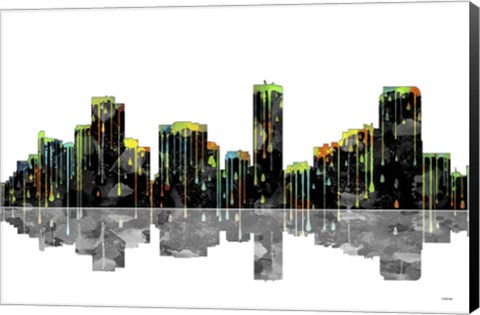 Framed Denver Colorado Skyline BW 1 Print