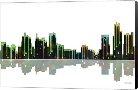 Framed Detroit Michigan Skyline BW 1 Print