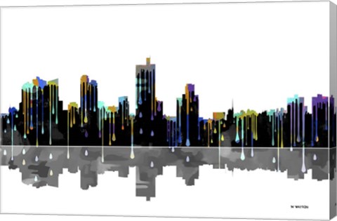 Framed Fort Worth Texas Skyline BW 1 Print