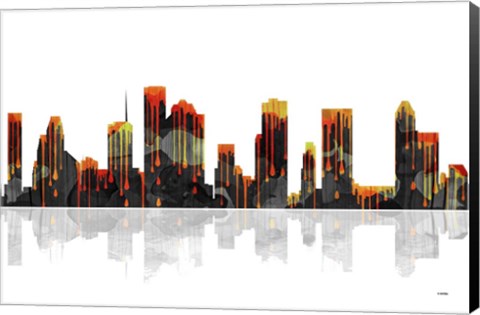 Framed Houston Texas Skyline BW 1 Print