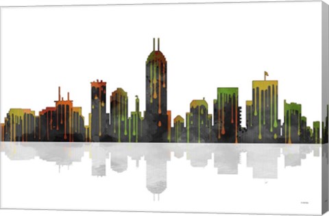 Framed Indianapolis Indiana Skyline BW 1 Print