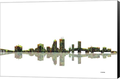 Framed Jacksonville Florida Skyline BW 1 Print