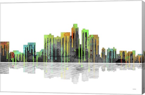 Framed Los Angeles California Skyline BW 1 Print