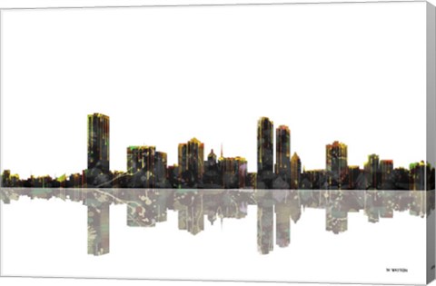 Framed Milwaukee Wisconsin Skyline BW 1 Print