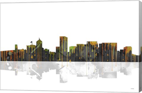 Framed Portland Oregon Skyline BW 1 Print