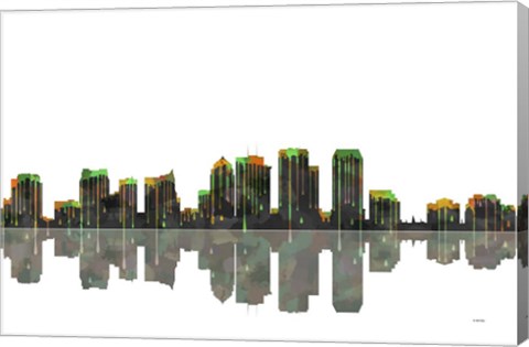 Framed Tampa Florida Skyline BW 1 Print