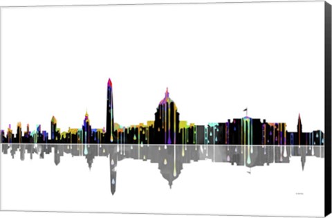 Framed Washington DC Skyline BW 2 Print