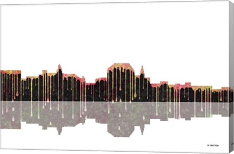 Framed Augusta Maine Skyline BW 1 Print