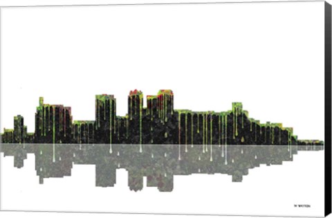 Framed Birmingham Alabama Skyline BW 1 Print