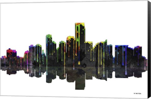 Framed Jersey City New Jersey Skyline BW 1 Print