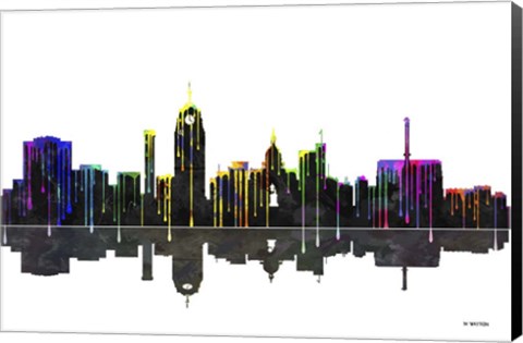 Framed Lansing Michigan Skylines BW 1 Print