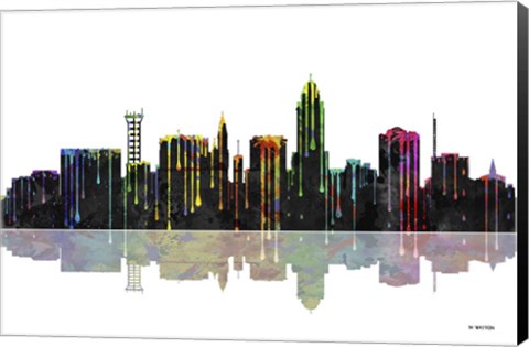 Framed Lincoln Nebraska Skyline BW 1 Print