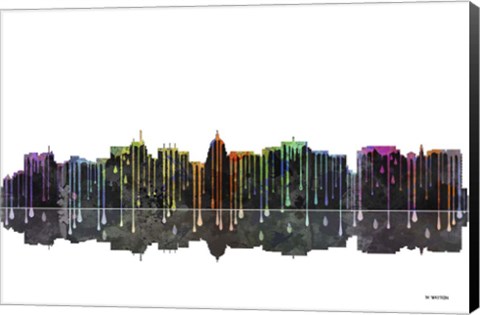 Framed Madison Wisconsin Skyline BW 1 Print