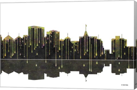 Framed Oakland California Skyline BW 1 Print