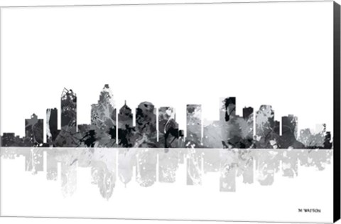 Framed Charlotte NC Skyline BG 1 Print