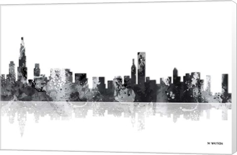 Framed Chicago Illinois Skyline BG 1 Print