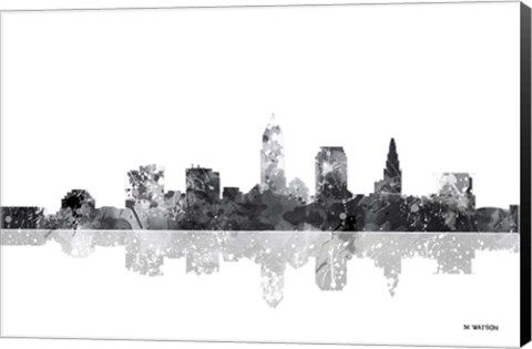 Framed Cleveland Ohio Skyline BG 1 Print