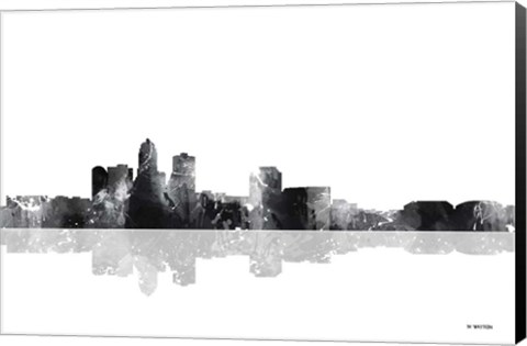 Framed Des Moines Iowa Skyline BG 1 Print