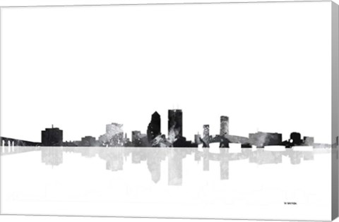 Framed Jacksonville Florida Skyline BG 1 Print