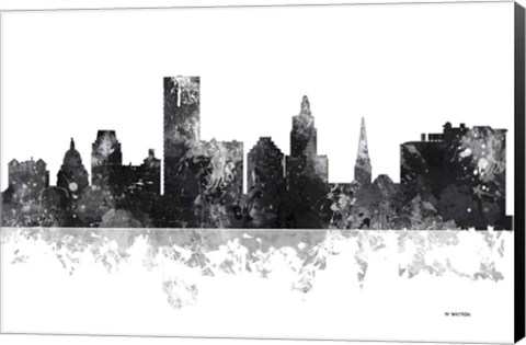 Framed Providence Rhode Island Skyline BG 1 Print