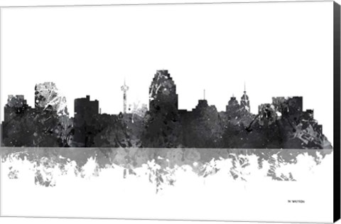 Framed San Antonio Texas Skyline BG 1 Print