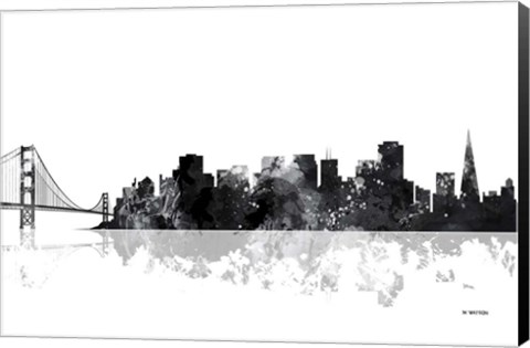 Framed San Francisco California Skyline BG 1 Print