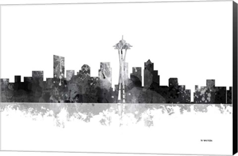 Framed Seattle Washington Skyline BG 1 Print