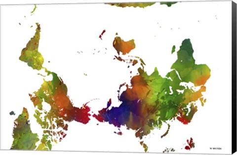 Framed Upside Down Map Of The World Clr 1 Print