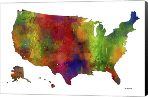 Framed USA Map Clr 1 Print