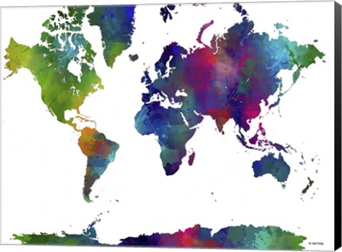 Framed World Map Clr 1 Print