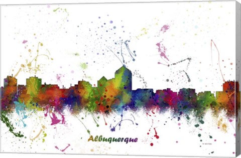 Framed Albuquerque New Mexico Skyline Multi Colored 1 Print