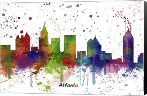Framed Atlanta Georgia skyline Multi Colored 1 Print