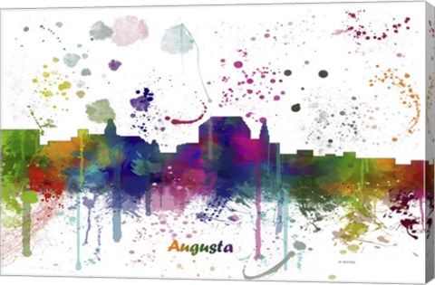 Framed Augusta Maine Skyline Multi Colored 1 Print