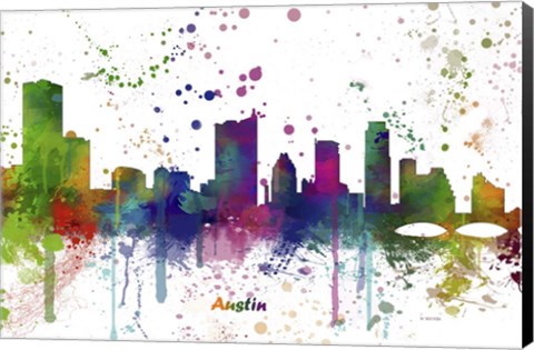 Framed Austin Texas Skyline Multi Colored 1 Print