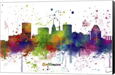 Framed Baltimore Maryland Skyline Multi Colored 1 Print