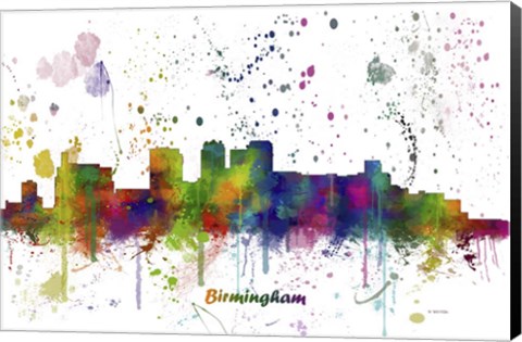 Framed Birmingham Alabama Skyline Multi Colored 1 Print