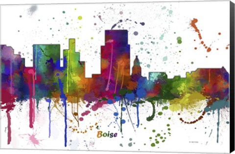 Framed Boise Idaho Skyline Multi Colored 1 Print