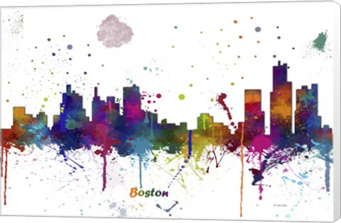 Framed Boston Mass Skyline Multi Colored 1 Print